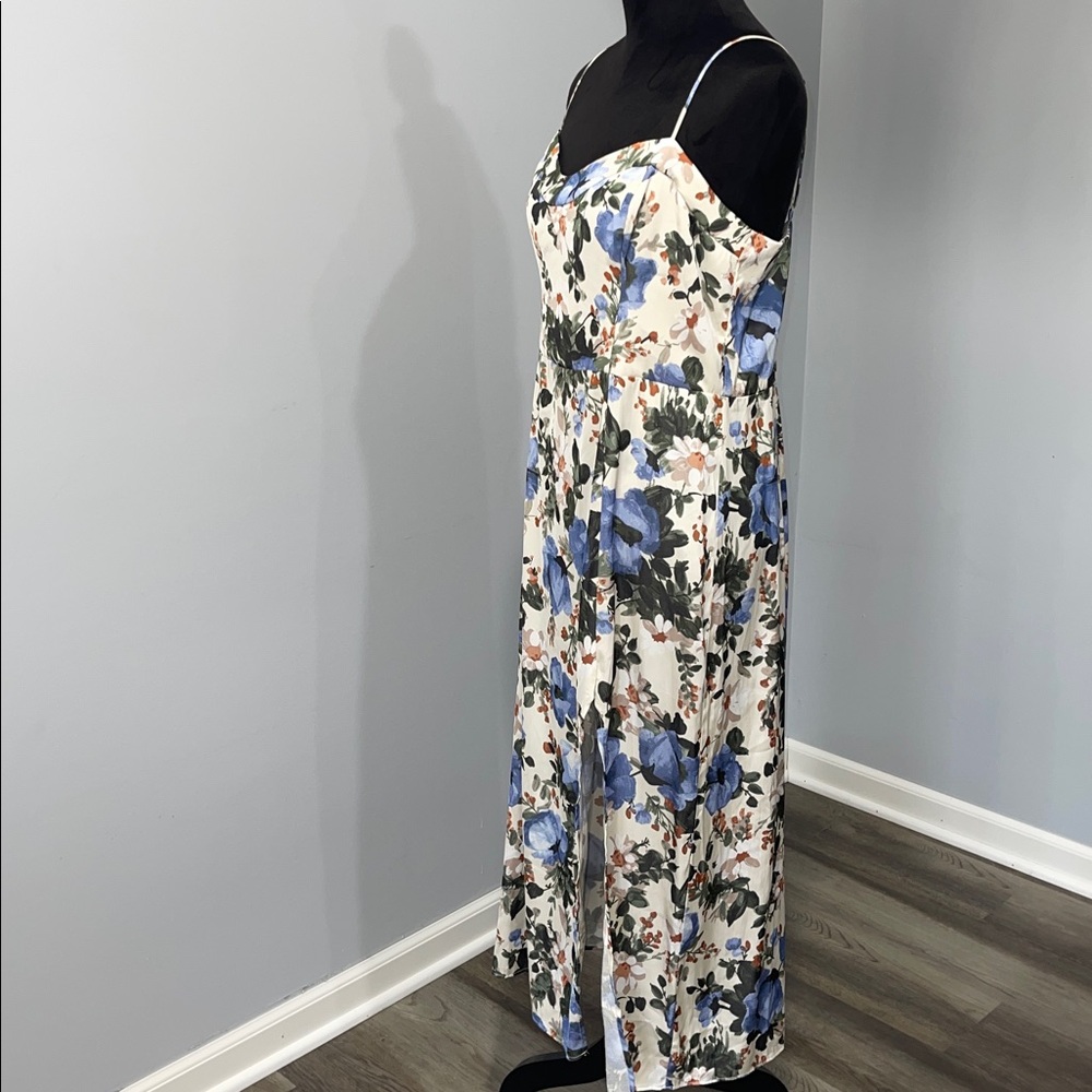 Abercrombie & Fitch Camille Dress cream blue green floral print size Large women - Picture 5 of 16